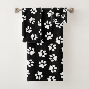 Pattern Of Paws, Dog Paws, White Paws Bath Towel Set
