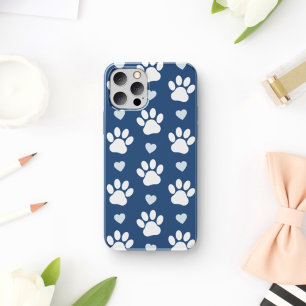 Pattern Of Paws, Dog Paws, White Paws, Blue Hearts