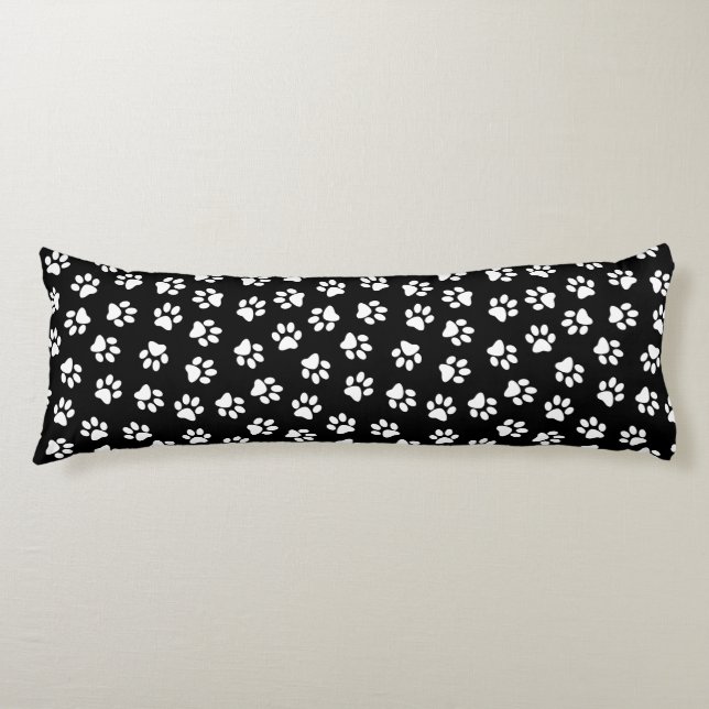 Pattern Of Paws, Dog Paws, White Paws Body Cushion (Front)