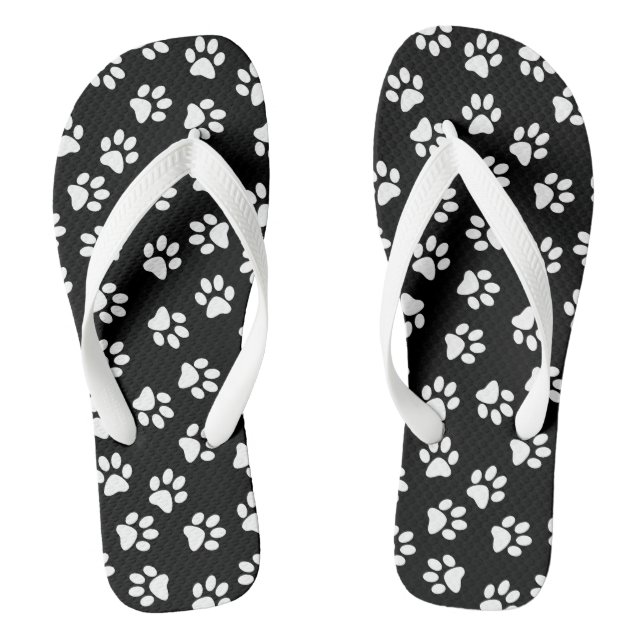 Pattern Of Paws, Dog Paws, White Paws Jandals (Footbed)