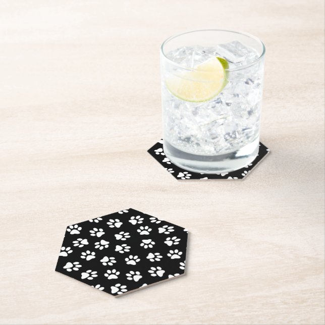 Pattern Of Paws, Dog Paws, White Paws Paper Coaster (Insitu)