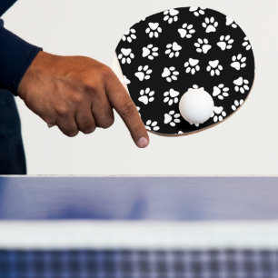Pattern Of Paws, Dog Paws, White Paws Ping Pong Paddle