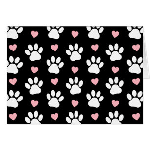 Pattern Of Paws, Dog Paws, White Paws, Pink Hearts