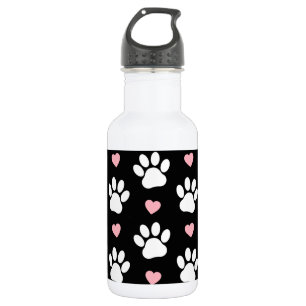 Pattern Of Paws, Dog Paws, White Paws, Pink Hearts 532 Ml Water Bottle