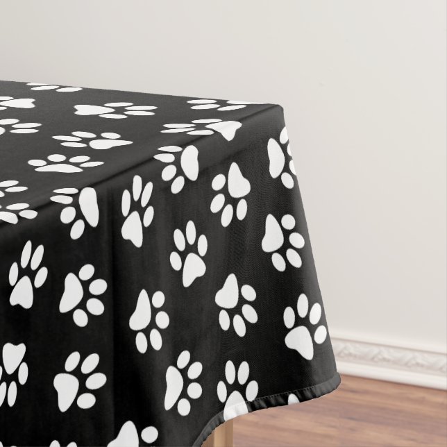 Pattern Of Paws, Dog Paws, White Paws Tablecloth (In Situ)