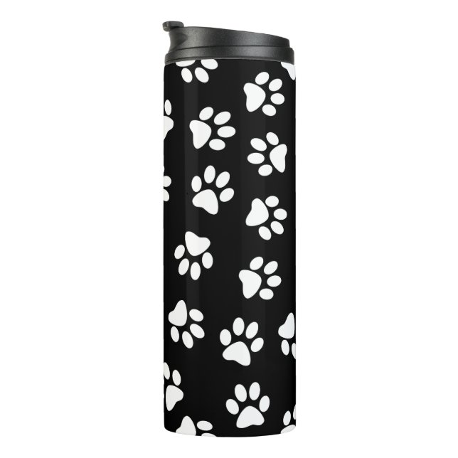 Pattern Of Paws, Dog Paws, White Paws Thermal Tumbler (Rotated Right)