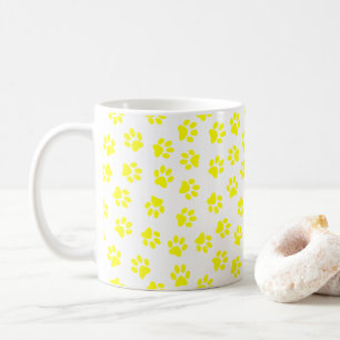 Pattern Of Paws, Dog Paws, Yellow Paws Coffee Mug