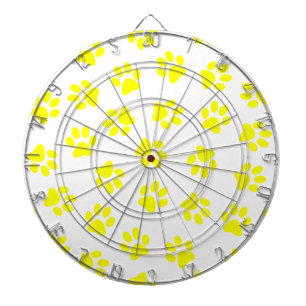 Pattern Of Paws, Dog Paws, Yellow Paws Dartboard