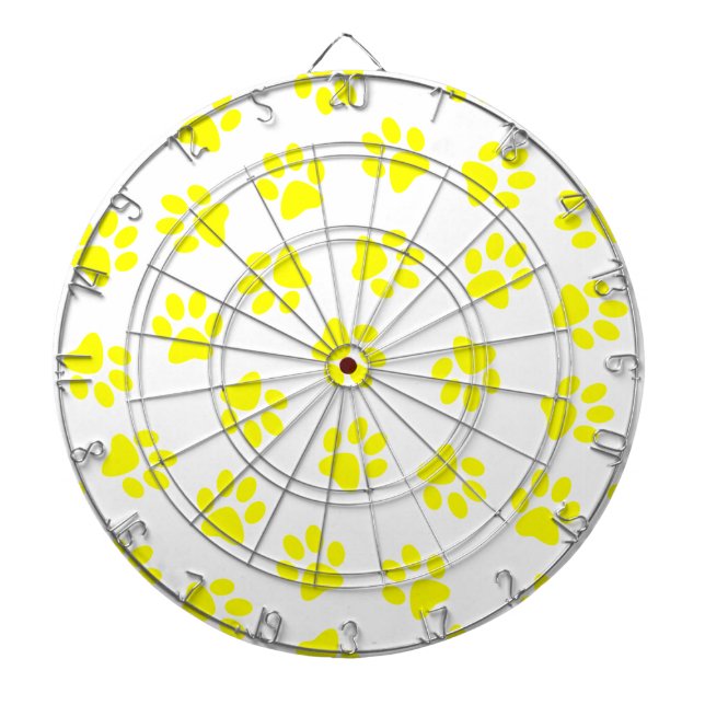 Pattern Of Paws, Dog Paws, Yellow Paws Dartboard (Front)