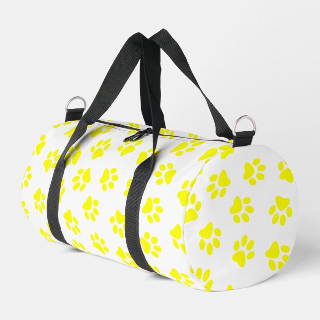 Pattern Of Paws, Dog Paws, Yellow Paws Duffle Bag (Left Corner)