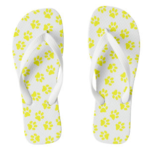 Pattern Of Paws, Dog Paws, Yellow Paws Jandals