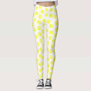 Pattern Of Paws, Dog Paws, Yellow Paws Leggings