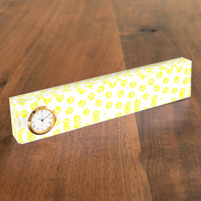 Pattern Of Paws, Dog Paws, Yellow Paws Nameplate (Side)