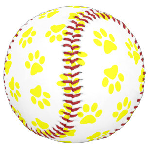 Pattern Of Paws, Dog Paws, Yellow Paws Softball