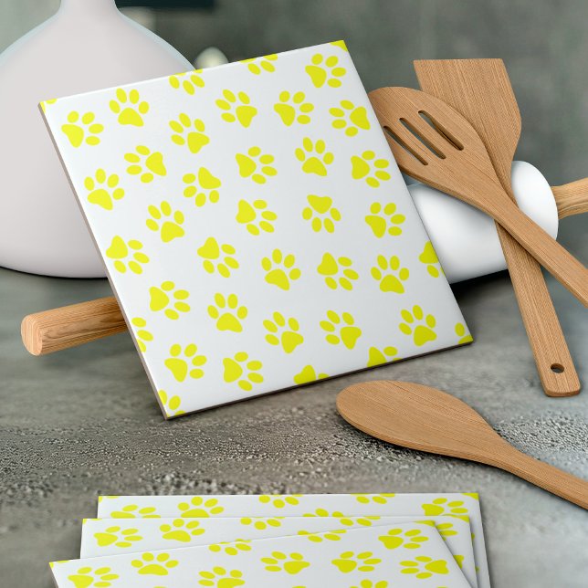 Pattern Of Paws, Dog Paws, Yellow Paws Tile (Creator Uploaded)
