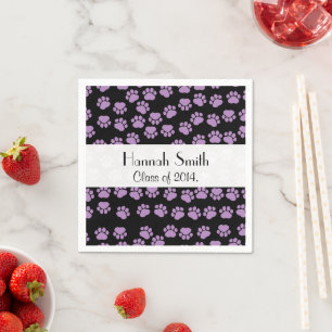 Pattern Of Paws, Lilac Paws, Dog Paws, Graduation Napkin