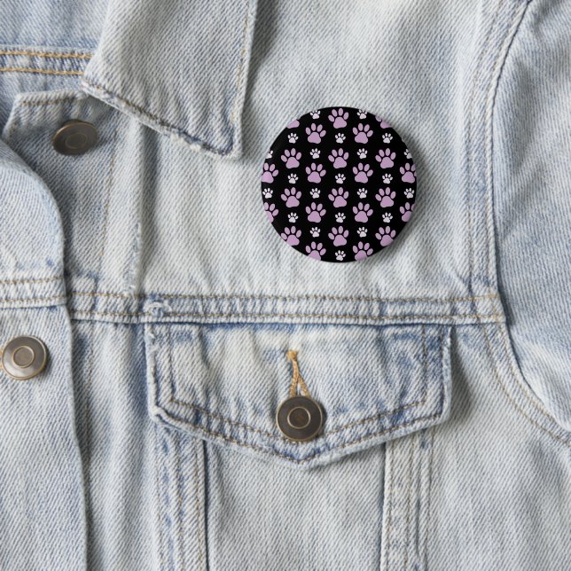 Pattern Of Paws, Lilac Paws, Dog Paws, Paw Prints 6 Cm Round Badge (In Situ)