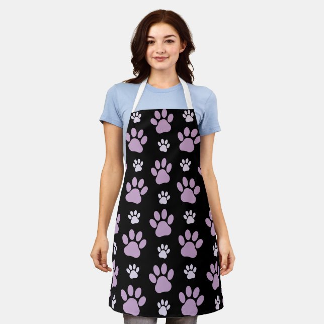 Pattern Of Paws, Lilac Paws, Dog Paws, Paw Prints Apron (Worn)
