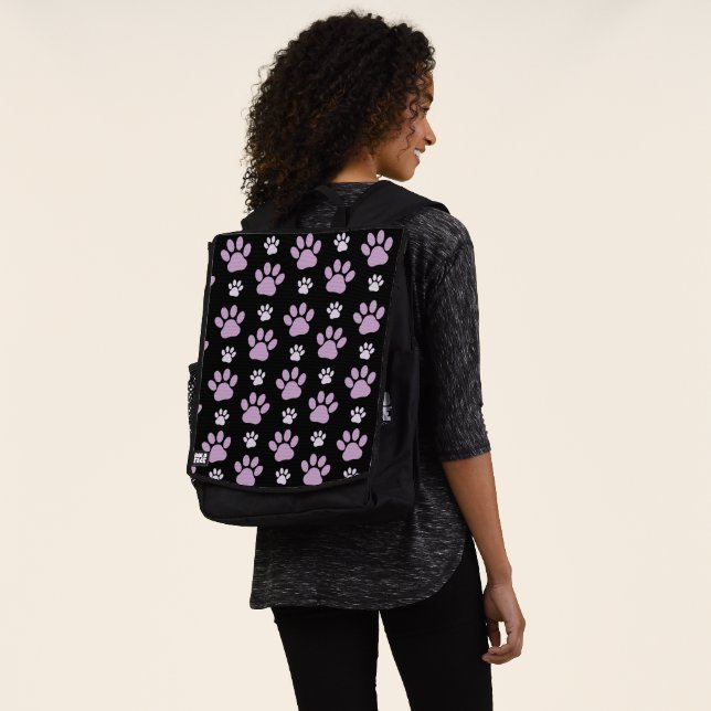 Pattern Of Paws, Lilac Paws, Dog Paws, Paw Prints Backpack (Worn)