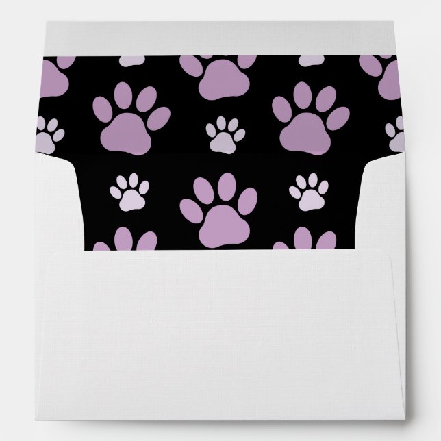 Pattern Of Paws, Lilac Paws, Dog Paws, Paw Prints Envelope (Back (Bottom))