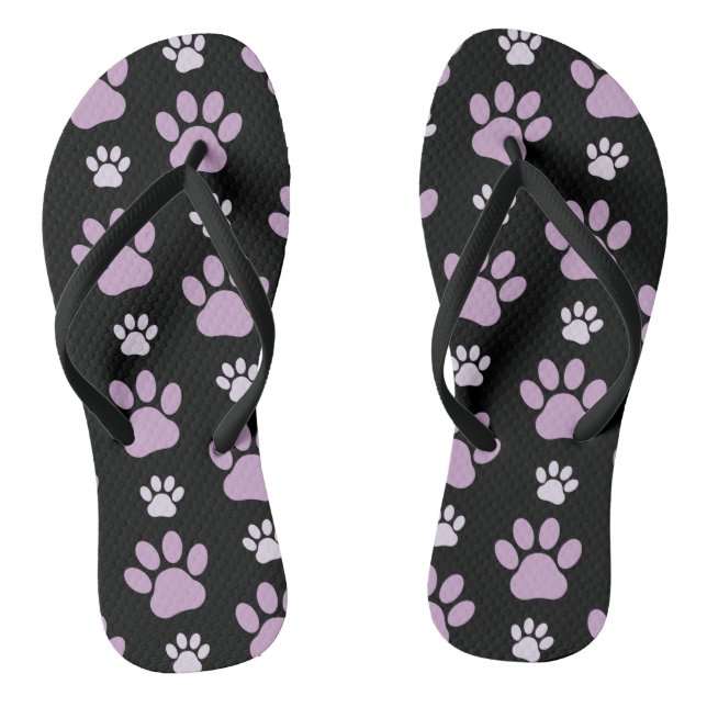 Pattern Of Paws, Lilac Paws, Dog Paws, Paw Prints Jandals (Footbed)