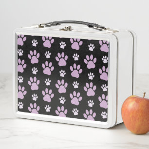 Pattern Of Paws, Lilac Paws, Dog Paws, Paw Prints Metal Lunch Box