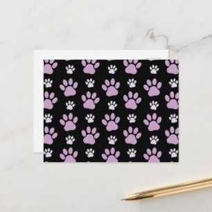 Pattern Of Paws, Lilac Paws, Dog Paws, Paw Prints Postcard
