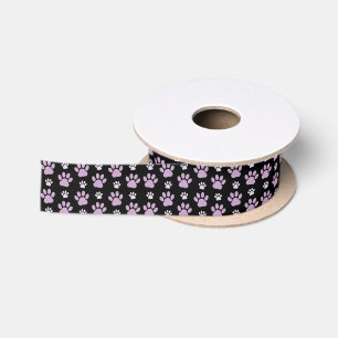 Pattern Of Paws, Lilac Paws, Dog Paws, Paw Prints Satin Ribbon