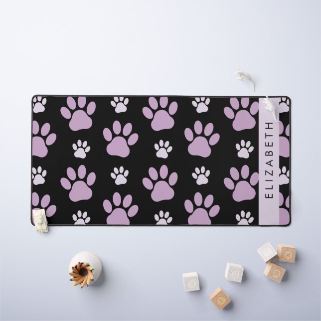Pattern Of Paws, Lilac Paws, Dog Paws, Your Name Desk Mat (Kids Table)
