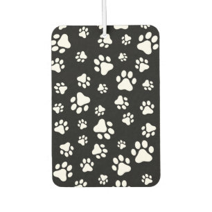 Pattern Of Paws, Paw Prints, Black and White Car Air Freshener
