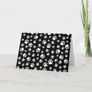 Pattern Of Paws, Paw Prints, Black and White Card