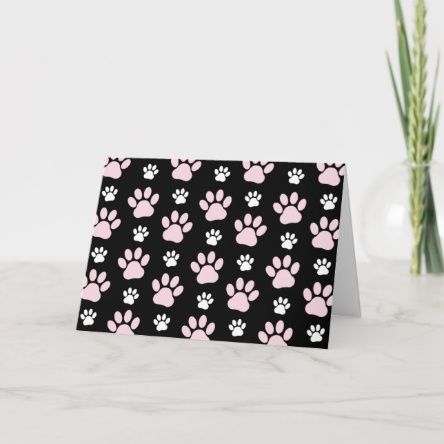 Pattern Of Paws, Pink Paws, Dog Paws, Animal Paws Card (Front)