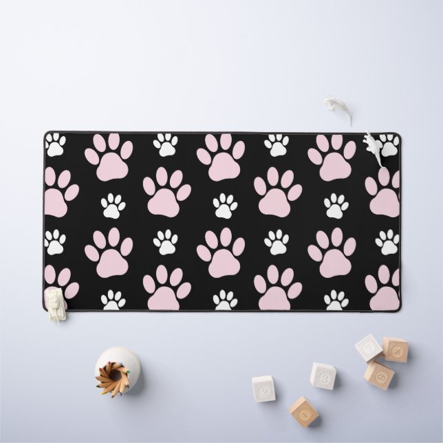 Pattern Of Paws, Pink Paws, Dog Paws, Animal Paws Desk Mat (Kids Table)