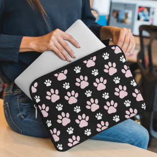 Pattern Of Paws, Pink Paws, Dog Paws, Animal Paws Laptop Sleeve