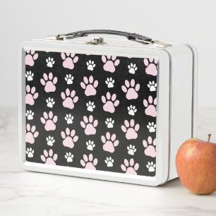 Pattern Of Paws, Pink Paws, Dog Paws, Animal Paws Metal Lunch Box