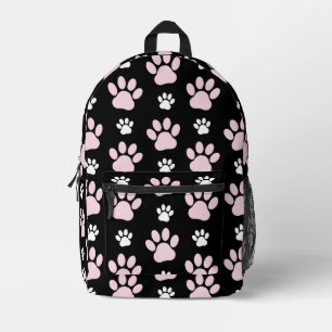 Pattern Of Paws, Pink Paws, Dog Paws, Animal Paws Printed Backpack