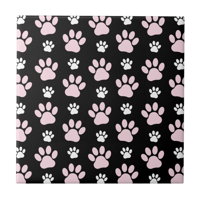 Pattern Of Paws, Pink Paws, Dog Paws, Animal Paws Tile (Front)