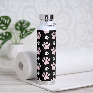 Pattern Of Paws, Pink Paws, Dog Paws, Animal Paws Water Bottle