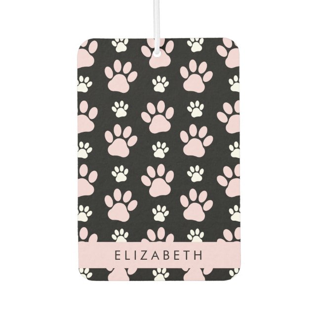 Pattern Of Paws, Pink Paws, Dog Paws, Your Name Car Air Freshener (Front)