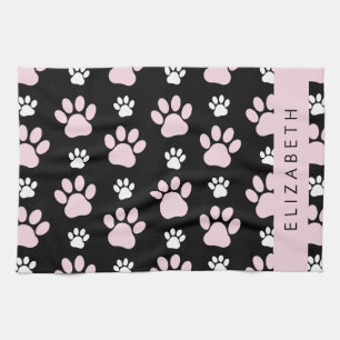 Pattern Of Paws, Pink Paws, Dog Paws, Your Name Tea Towel