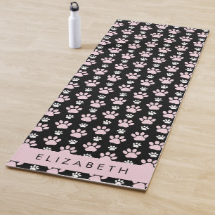 Pattern Of Paws, Pink Paws, Dog Paws, Your Name Yoga Mat