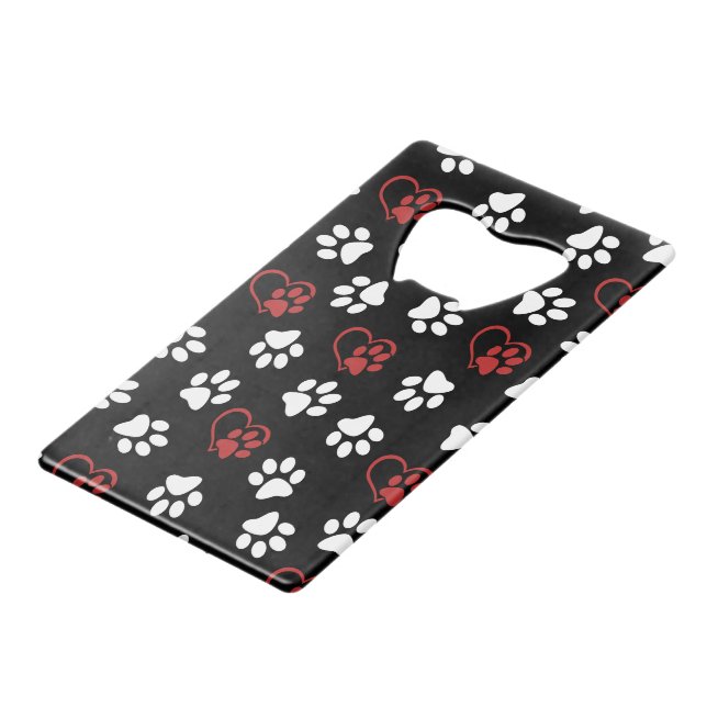 Pattern Of Paws, White Paws, Red Paws, Hearts (Front Angled)