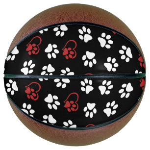Pattern Of Paws, White Paws, Red Paws, Hearts Basketball