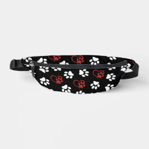 Pattern Of Paws, White Paws, Red Paws, Hearts Bum Bags