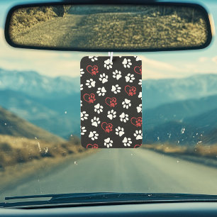 Pattern Of Paws, White Paws, Red Paws, Hearts Car Air Freshener