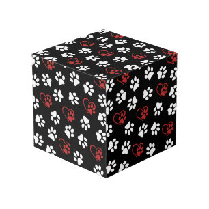 Pattern Of Paws, White Paws, Red Paws, Hearts Cube