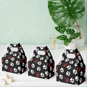 Pattern Of Paws, White Paws, Red Paws, Hearts Favour Box