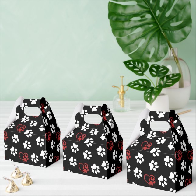 Pattern Of Paws, White Paws, Red Paws, Hearts Favour Box (Multiple)