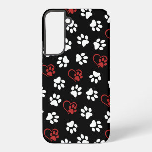 Pattern Of Paws, White Paws, Red Paws, Hearts Samsung Galaxy Case