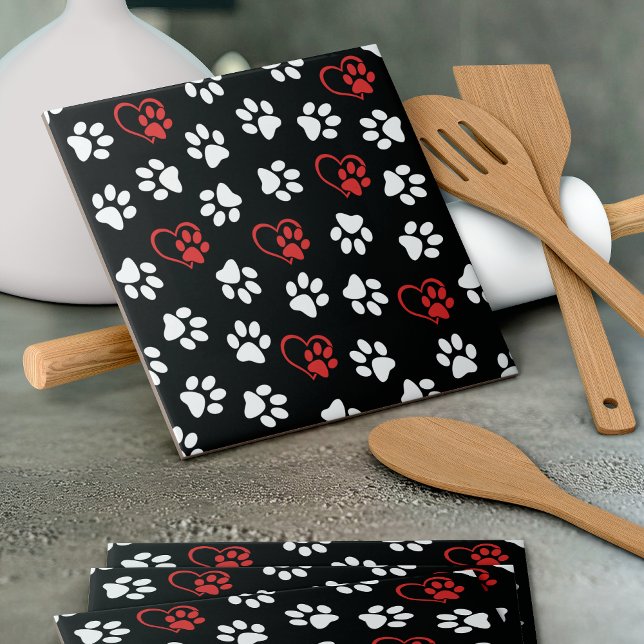 Pattern Of Paws, White Paws, Red Paws, Hearts Tile (Creator Uploaded)